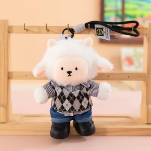 Porte-clés en polaire de la série Little Lamb - Styles variés, petits porte-clés en polaire d'agneau, accessoires pour sacs, cadeaux de fêtes - Product Image 5