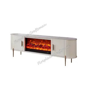 Modern electric led fireplace meuble TV desk unit en feu console stand corner rack heater with cabinet storage for decor
