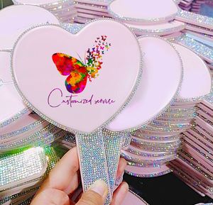 Espejos de Mano Cuadrados de Plástico de una Sola Cara con Diamantes Brillantes para Maquillaje Cosmético, Marca Privada, para Mujeres - Product Image 1