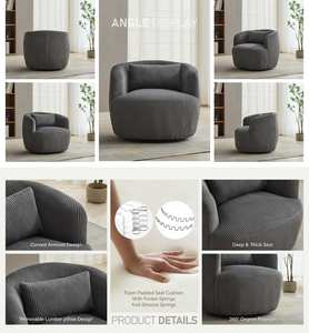 Poltrona girevole in velluto a coste a 360 ° morbido Design a barilotto con un sedile divano componibile <span class=keywords><strong>quadrato</strong></span> in metallo - Product Image 5