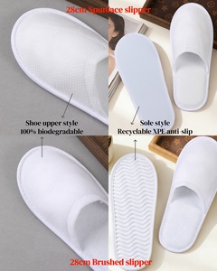 कस्टम लोगो थोक आराम होटल चप्पल ब्रश कपड़े पहने हुए कपड़े के रंग विरोधी पर्ची डिस्पोजेबल मखमली अतिथि चप्पल - Product Image 3