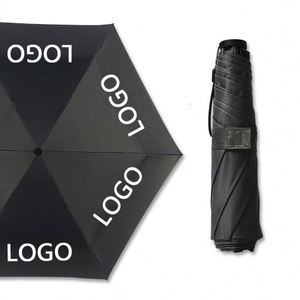 Paraguas Plegable de Tres Secciones de Fibra de Carbono, Protección Solar y UV, Portátil, con Revestimiento Negro, Venta al Por Mayor de Fábrica - Product Image 1