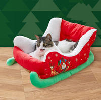 Lit pour chat moderne en peluche, style nuage, chaud pour l'hiver, pour chat et chien, accessoire de lit de Noël avec motif uni, fournitures pour animaux de compagnie
