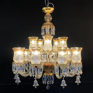 Candelabro de estilo lujoso de alta calidad, cristal dorado K9, para sala de estar, para el hogar, gran oferta, proveedor de China