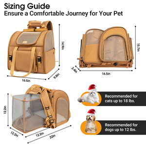 Large Capacity Breathable Portable Expandable Pets <b>Backpack</b> Solid <b>Cat</b> & Dog Carriers Bag for Outdoor Hiking Travel Camping - Product Image 2