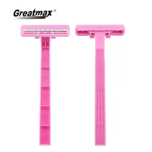 Good Pink Color Plastic Color Twin Blade Women Safety Disposable Razor