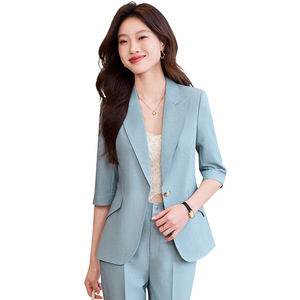 Women's Professional Suit Set Solid Color Lightweight Breathable No-Wrinkle Treatment Casual Formal Wear - Product Image 5