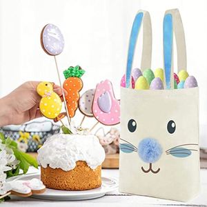 Bolsas de Tela Personalizadas con Diseño de Orejas de Conejo de Pascua, con Logotipo Impreso, Bolsillo, Bolsa de Compras de Algodón Negra - Product Image 4