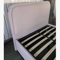 Lit de rangement ottoman moderne en velours beige, style élégant, plusieurs couleurs disponibles, lit de rangement double avec vérin à gaz