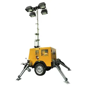 LED gasoline generator lighting device Portable manual lifting hand push folded lighting tower generator