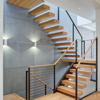 Escalier de grenier électrique télescopique en acier Prima Iron Railing pour villa de luxe en bois, échelle pliante en acier, escalier flottant