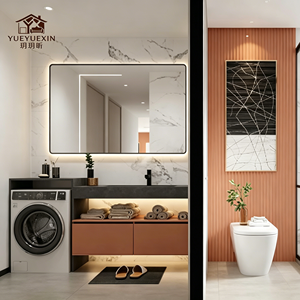 Elegante <span class=keywords><strong>Mobile</strong></span> <span class=keywords><strong>Bagno</strong></span> Moderno Sospeso <span class=keywords><strong>con</strong></span> Vano Lavatrice Integrato - Product Image 4