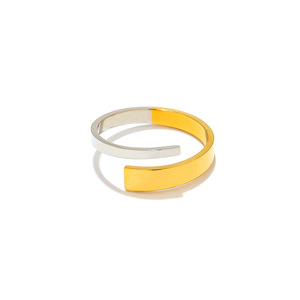 yunnique Stainless Steel <b>Ring</b> Two-Tone Gold Plated Open Design Women's Fashion Jewelry Geometric Shape Gift - Product Image 4