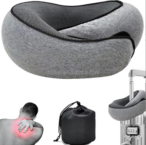 Almohada de viaje en forma de U ajustable, soporte de cuello de espuma viscoelástica, Protector de cuello lavable para avión, coche, sueño y descanso - Product Image 4