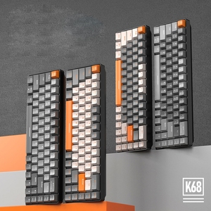 คีย์บอร์ดกลไกการเล่นเกมไร้สายตามหลักสรีรศาสตร์ปลั๊กร้อน <span class=keywords><strong>RGB</strong></span> ไร้สายแบบคู่โหมด68คีย์ <span class=keywords><strong>K68</strong></span> OEM ฟรีหมาป่า - Product Image 2