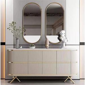 خزانة جانبية فاخرة حديثة بيضاء اللون من JINS بسطح رخامي إيطالي، خزانة تخزين كبيرة السعة، أثاث منزلي للفيلات والشقق وغرف المعيشة - Product Image 2