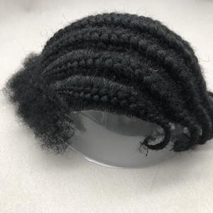 Perruque tressée pour <span class=keywords><strong>homme</strong></span>, style <span class=keywords><strong>afro</strong></span> crépu bouclé, entièrement tissée à la main, en cheveux humains véritables, modèle H018 - Product Image 1