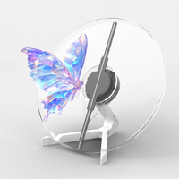 Ventilateur holographique 3D de bureau 13 cm, projecteur holographique portable couleur, contrôle par application WiFi, petit écran d'affichage publicitaire LED