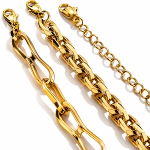 <span class=keywords><strong>Bracciale</strong></span> a Catena in <span class=keywords><strong>Acciaio</strong></span> Inossidabile Placcato Oro 18K di Alta Qualità Pronto per la Spedizione, Gioielli di Moda per Donne - Product Image 3