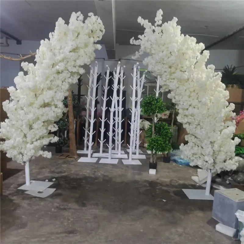 L06卸売ビッグアーチ人工桜植物フェイクシルクホワイト9フィート人工桜の木結婚式の装飾用
