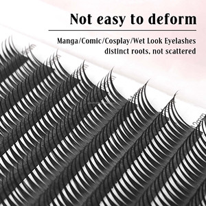 Pestañas CoMango Devil Curl Wet <span class=keywords><strong>Manga</strong></span>, <span class=keywords><strong>Súper</strong></span> Suaves, Color Negro Puro, Raíz Plana, Pestañas de Anime para Cosplay, Maquillaje - Product Image 5