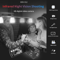 Andoer-cámara de vídeo V12 Full HD con Zoom Digital, Videocámara portátil con visión nocturna y detección facial, 1080P, 16X
