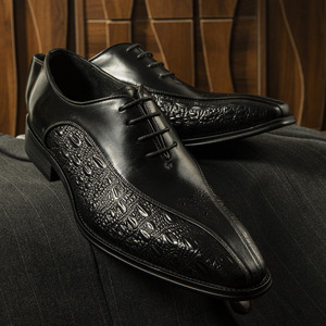 2026 New Model <b>Full</b>-grain Cowhide Breathable Business Formal Leather Shoes - English Leather Engraved Wedding Shoes - Product Image 1