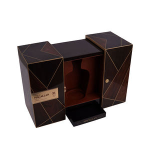 Boîte Cadeau Luxe Personnalisée Faite à la Main en Bois Brillant pour Whisky et Vin, Double Porte, Design Incrusté, Rangement Rectangulaire Haut de Gamme Marque DS - Product Image 4