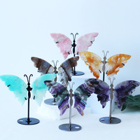 1 pièce Ailes de papillon sculptées en cristal d'améthyste, décoration de Noël pour la maison, cadeaux pour les fêtes et rassemblements, avec base
