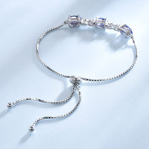 Pulseras de Plata de Ley 925, brazaletes para <span class=keywords><strong>mujer</strong></span>, pulsera de <span class=keywords><strong>tenis</strong></span> ajustable de <span class=keywords><strong>nano</strong></span> tanzanita, regalo de joyería de Navidad - Product Image 2