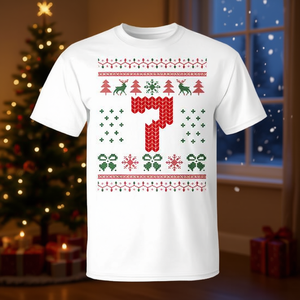 Camiseta navideña fea de Papá Noel número 7, diseño navideño rojo y verde, talla unisex para adultos - Product Image 3