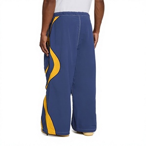 Ensemble de survêtement décontracté pour homme, bleu et jaune, à capuche, avec cordon de serrage, coupe régulière, imprimé, pantalon et sweat-shirt, collection automne - Product Image 3