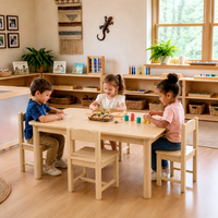 Juego de Mesa y Silla Montessori de Madera Maciza para Niños Pequeños, Muebles para Guardería, Jardín de Infancia y Aula