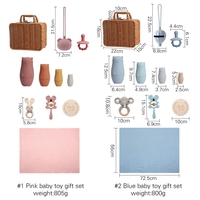 Vente en gros personnalisée : Boîte vintage pour naissance de bébé, hochet en silicone, anneau de dentition en bois d'épinette en forme d'éléphant, poupée gigogne en silicone