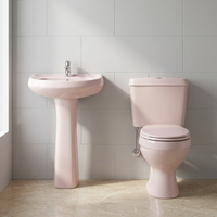 Ensemble WC et lavabo en céramique de haute qualité, deux pièces, avec piédestal, pour hôtels et salles de bain de projets