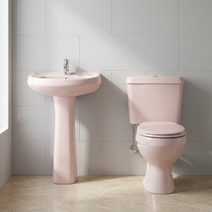 Ensemble WC et lavabo en céramique de haute qualité, deux pièces, avec piédestal, pour hôtels et salles de bain de projets - Product Image 6