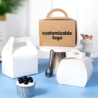 Boîte à gâteau personnalisée recyclable de marque Yafeng, imprimée, en papier kraft avec poignée, de qualité alimentaire, pour desserts, mousses, emballage portable pour pâtisseries