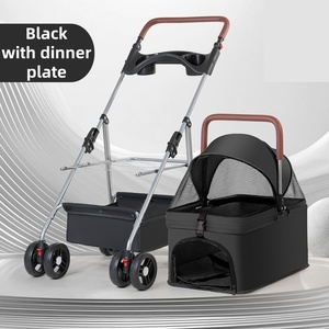 Portable <b>Foldable</b> Pet Stroller for Small & Medium Dogs Comfortable with 4 Wheels Adjustable Carrying & Water Bowl Set for Cats - Product Image 4