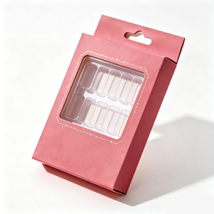 Boîte d'emballage personnalisée pour faux ongles, vente en gros, boîte en papier vide pour capsules d'ongles avec fenêtre et trou de suspension - Product Image 3