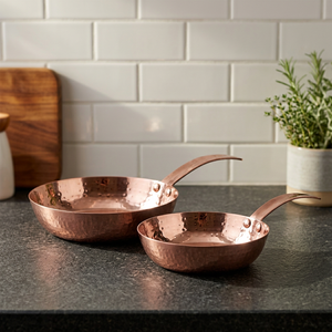 Poêle à frire classique à fond épais en acier inoxydable martelé or rose avec poignée, compatible gaz et induction, écologique - Product Image 3