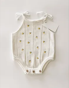 Custom LOGO OEM ODM Winter Baby Sweater Jacquard Newborn Knitwear Infant Cotton Pullover Newborn Knit Romper