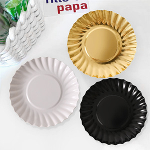 100 pièces par paquet d'assiettes rondes <span class=keywords><strong>or</strong></span> blanc <span class=keywords><strong>noir</strong></span> petites assiettes délicates - Product Image 4