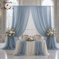 ANNIELU Rideaux et draperies en tissu de mousseline transparente bleu poussière pour décor de scène de mariage et événements, taille et couleur personnalisables