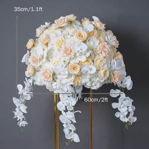 Boule de fleurs d'hortensia blanche de luxe de 80 cm, toucher réaliste, pour centre de table élégant de mariage avec support <span class=keywords><strong>en</strong></span> ruban de satin - Product Image 5