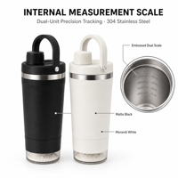 Bouteille shaker en acier inoxydable 24 oz OEM ODM avec compartiment à poudre, tasse shaker isotherme sous vide pour vente en gros