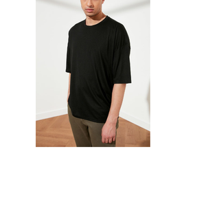 T-shirt personnalisé épais 100% coton pour hommes, surdimensionné, respirant, à épaules tombantes, design uni de compression de grande taille pour l'été - Product Image 4