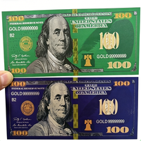 Billet de banque factice en plastique PET, étanche, noir, plaqué or 24 carats, motif billet de 100 dollars, monnaie américaine, cadeau pour collection