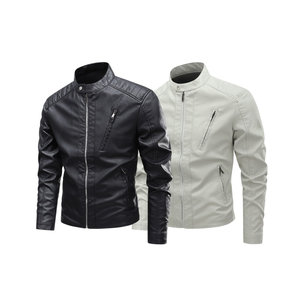 Nuova tendenza giacca di alta qualità in pelle sintetica giacca da motociclista Slim-Fit giacca da <span class=keywords><strong>uomo</strong></span> foderata di <span class=keywords><strong>pelliccia</strong></span> - Product Image 2