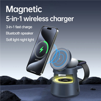 5-in-1 Kabellose Ladestation, Ladegerät-Ständer für Mehrere Geräte, Kabelloses iPhone-Ladegerät mit Lautsprecher