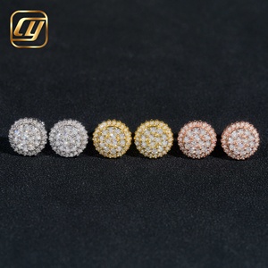Pendientes de Lujo con Moissanita Chapados en Oro Rosa de 18K, Corte Brillante Redondo, Microincrustaciones, Unisex, para Uso Diario - Product Image 4
